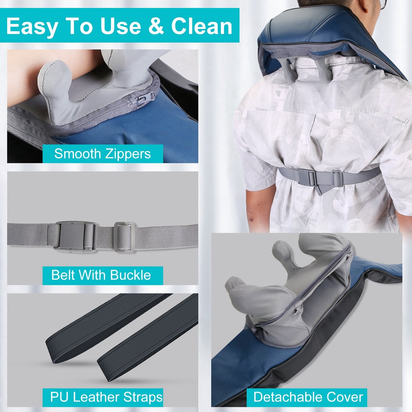 Electric Neck Shoulder Massager With Infrared Light Heating | Massage Pillow For Back Arms Thighs