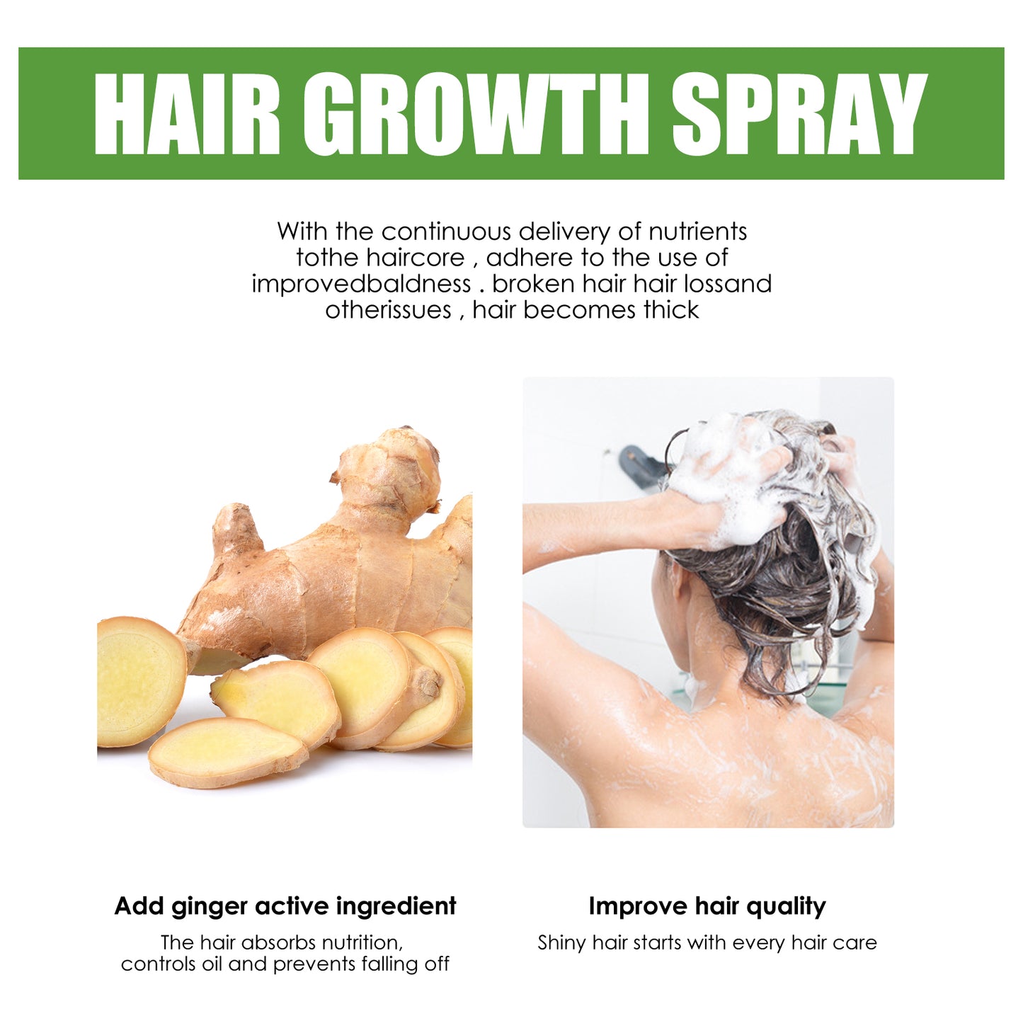 Hair Growth Treatment Spray with Ginger Extract for Thinning Hair & Scalp Nourishment