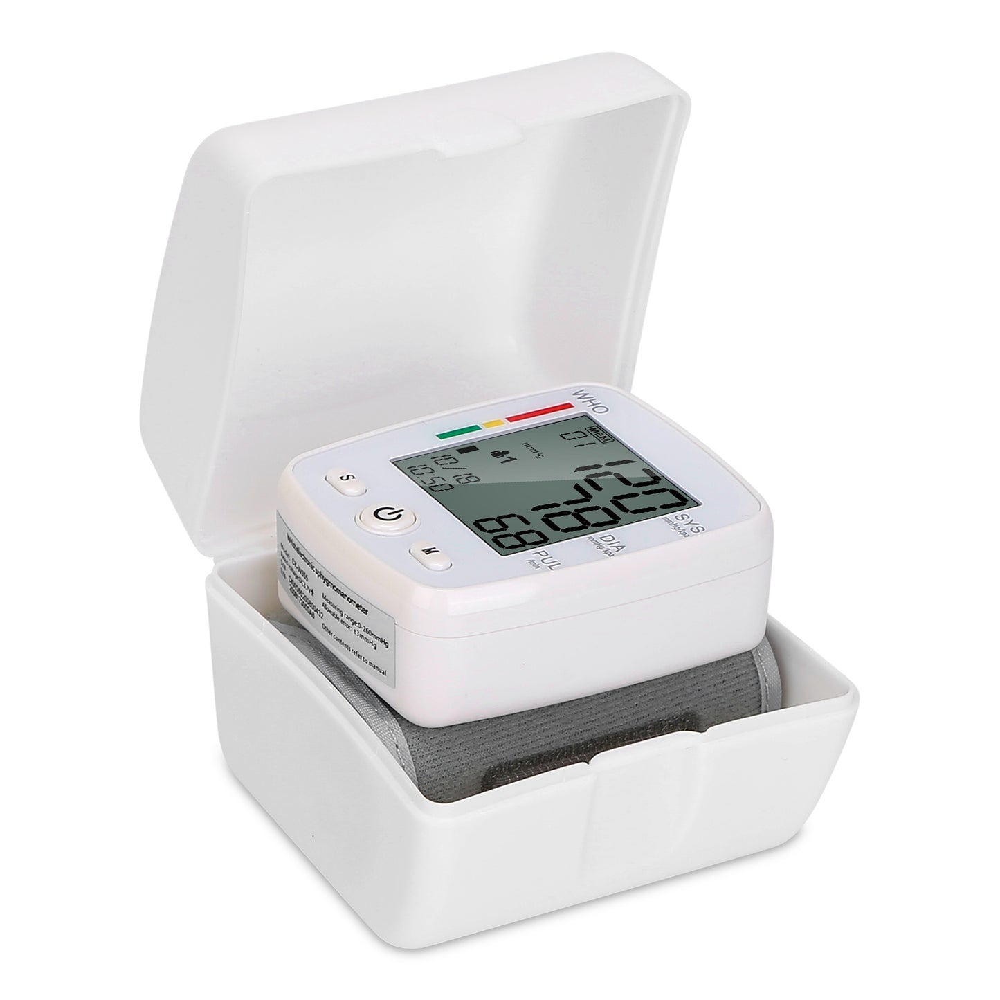 Wrist Blood Pressure Monitor with 2-in LCD, 90×2 Memory & Storage Case