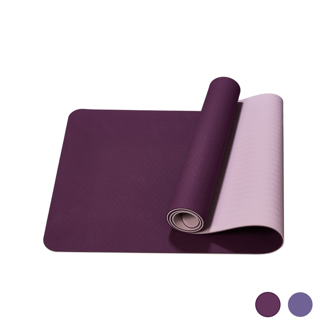 TPE Yoga Mat 72"x24" – Non-Slip, 6mm Thick, Lightweight | Purple