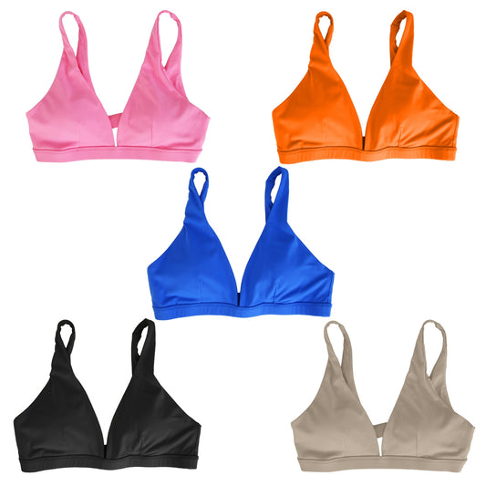 V Neck Sports Bras U-Shaped Back Sport Bras Padded Strappy Crop Open Back Low Impact Bras Sexy Fitness Tank Tops With Removable Pads For Gym Yoga Workout Running