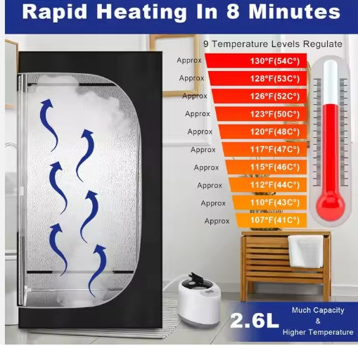 Portable Steam Full-Body Sauna Tent With 2.6L Steamer