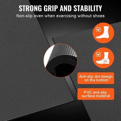 PVC Exercise Mat 7x5ft – Non-Slip, 7mm Thick | Black | Includes Bag, Towel & Carry Straps