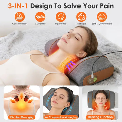 3-in-1 Neck Massager Pillow - Heating, Vibration & Air Compression