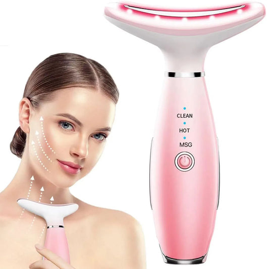 3-in-1 Face & Neck Massager with Heat & Vibration for Skin Tightening and Facial Sculpting