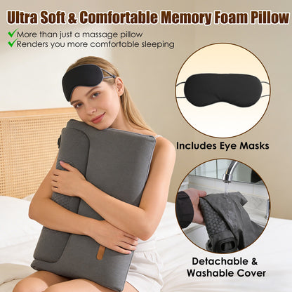 Neck Massager Pillow with Heat & Vibration – 3 Heat Levels, USB-C, 30-Min Timer, Dark Grey