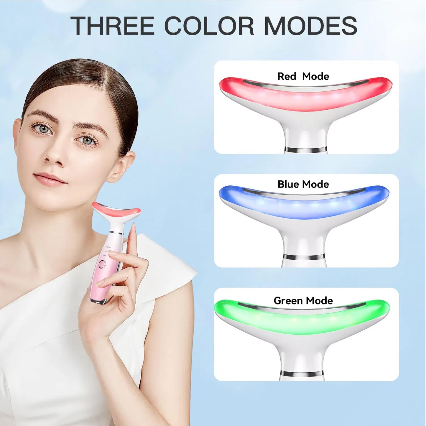 3-in-1 Face & Neck Massager with Heat & Vibration for Skin Tightening and Facial Sculpting