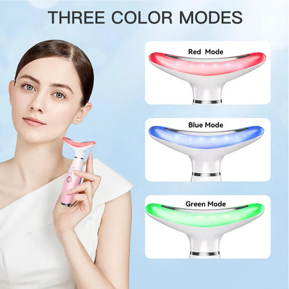 3-in-1 Face & Neck Massager with Heat & Vibration for Skin Tightening and Facial Sculpting