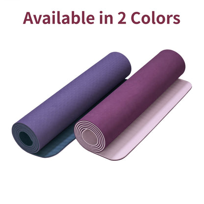 TPE Yoga Mat 72"x24" – Non-Slip, 6mm Thick, Lightweight | Purple