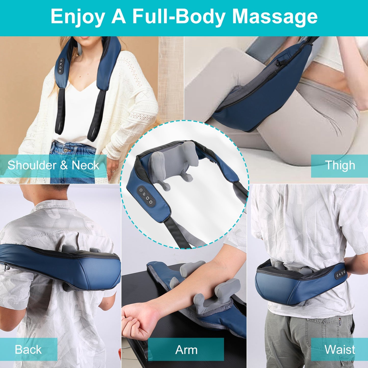 Electric Neck Shoulder Massager With Infrared Light Heating | Massage Pillow For Back Arms Thighs