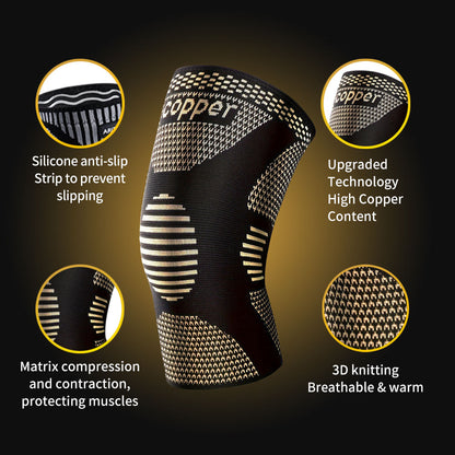 Copper Knee Pads for Sports - Compression Knee Support for Men & Women (1 Pair)