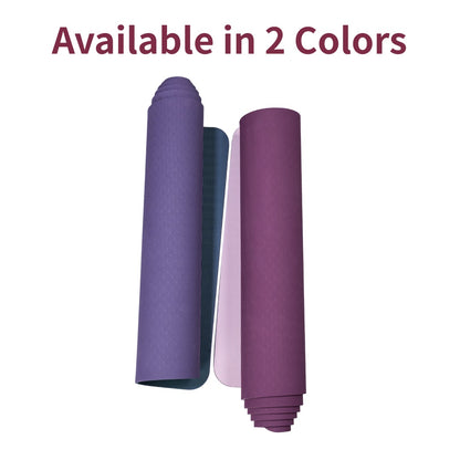 TPE Yoga Mat 72"x24" – Non-Slip, 6mm Thick, Lightweight | Purple