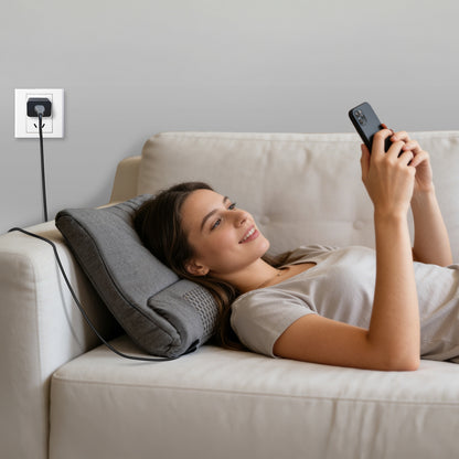 Neck Massager Pillow with Heat & Vibration – 3 Heat Levels, USB-C, 30-Min Timer, Dark Grey