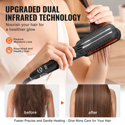 VEVOR Hair Straightener, Titanium Flat Iron, Dual Infrared Hair Straightener