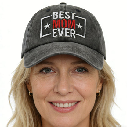 Best Mom Ever Embroidered Baseball Cap - Adjustable Cotton Hat