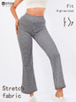 High-Waisted Houndstooth Flare Trousers – Stretch Fit Women's Wide-Leg Pants