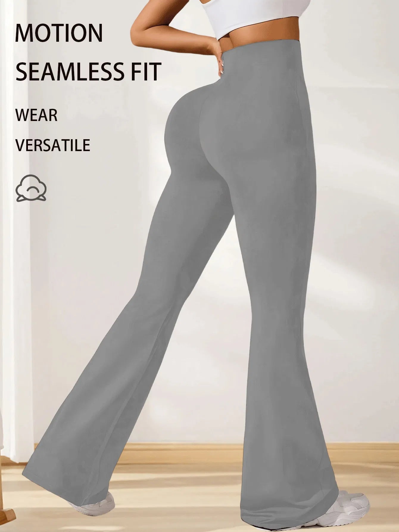 High-Waisted Flare Sharkskin Leggings – Slim Fit Yoga Pants (3-Pack)