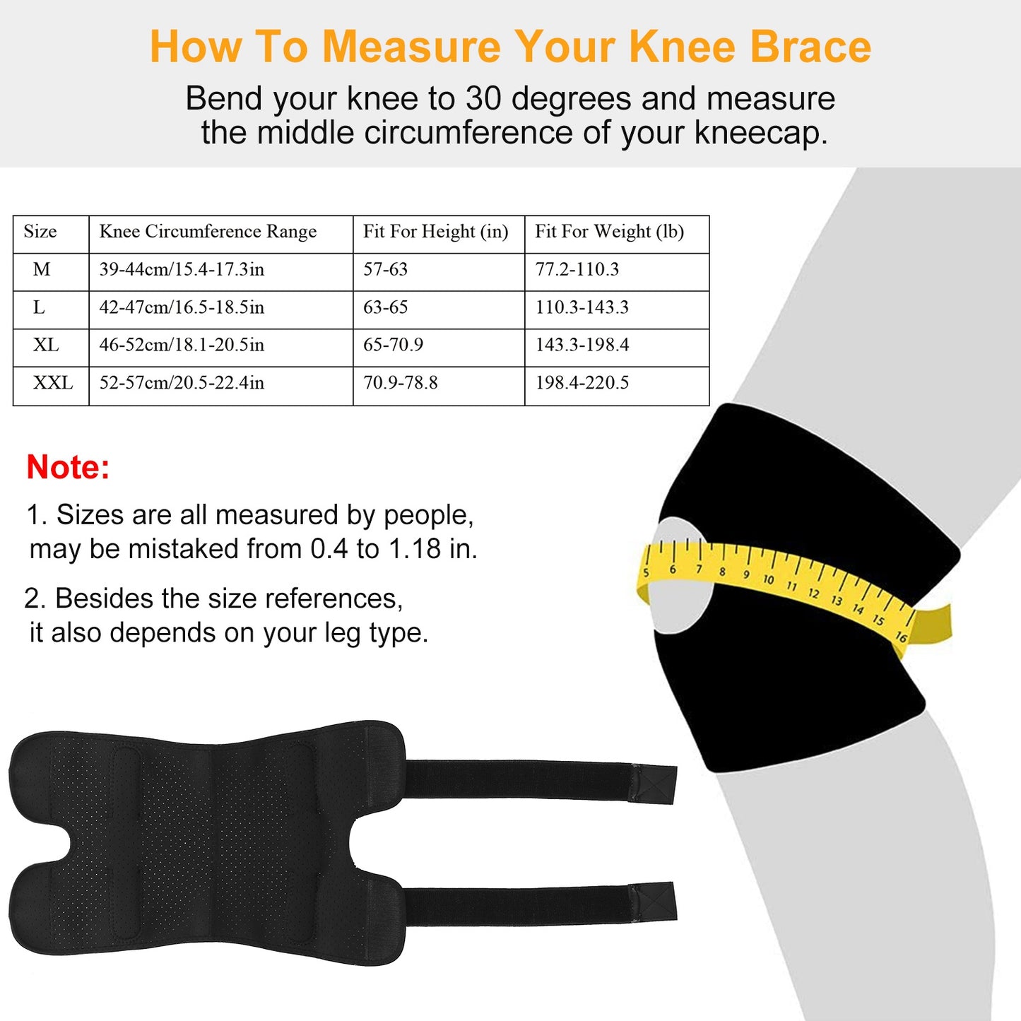Adjustable Knee Brace with Open Patella & Removable Aluminum Hinges – Neoprene, Sizes M–XXL