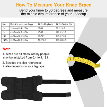 Adjustable Knee Brace with Open Patella & Removable Aluminum Hinges – Neoprene, Sizes M–XXL