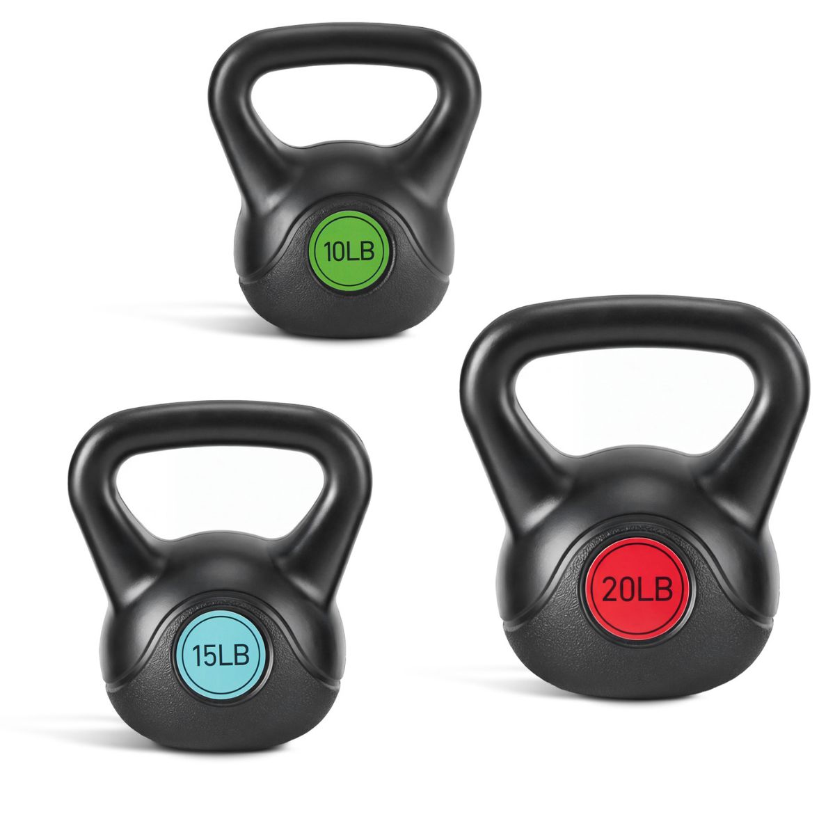 HDPE-Coated Concrete Kettlebell – Wide Textured Handle, Flat Base | 45 or 50 lb