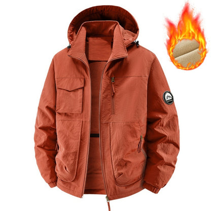 Fleece-Lined Hooded Thermal Windproof Jacket Coat