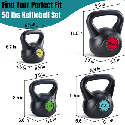 HDPE-Coated Concrete Kettlebell – Wide Textured Handle, Flat Base | 45 or 50 lb
