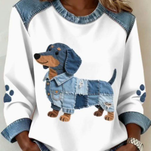 Denim Football Jersey With A Crew Neck Featuring A 3D Digital Print