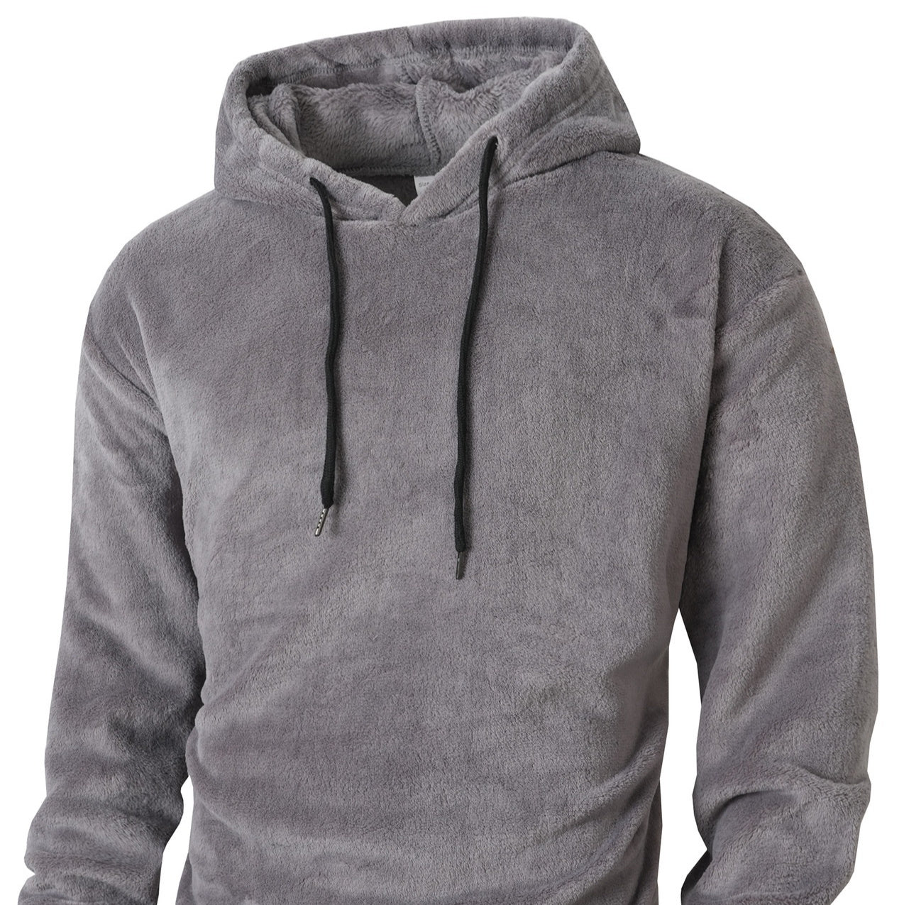 Men's Loose-Fit Hooded Casual Coral Fleece Thermal Pullover Coat
