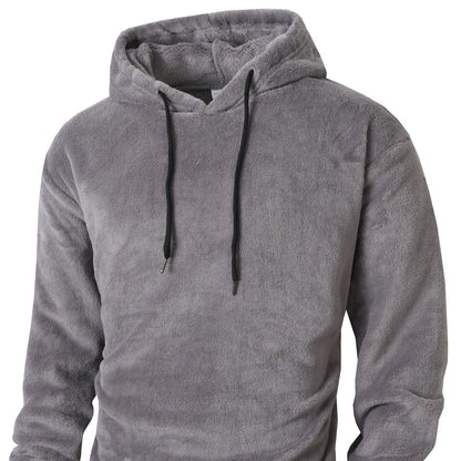 Men's Loose-Fit Hooded Casual Coral Fleece Thermal Pullover Coat