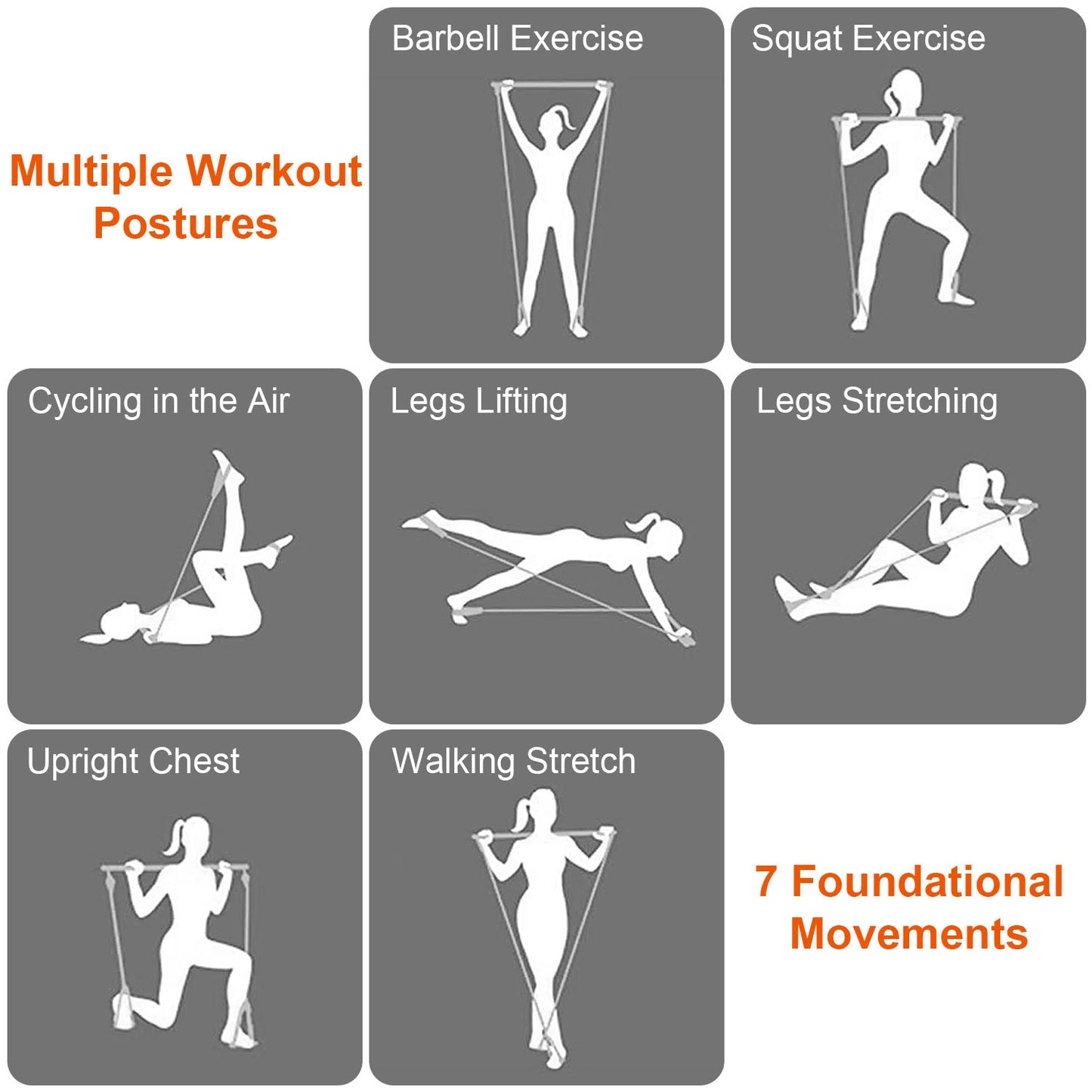 Pilates Bar Kit with Resistance Bands 100LBS/180LBS Full Body Workout Set