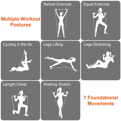 Pilates Bar Kit with Resistance Bands 100LBS/180LBS Full Body Workout Set