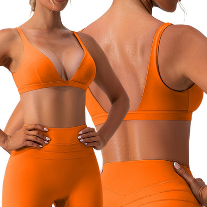 Women's V-Neck Sports Bra - Low Impact with Removable Pads