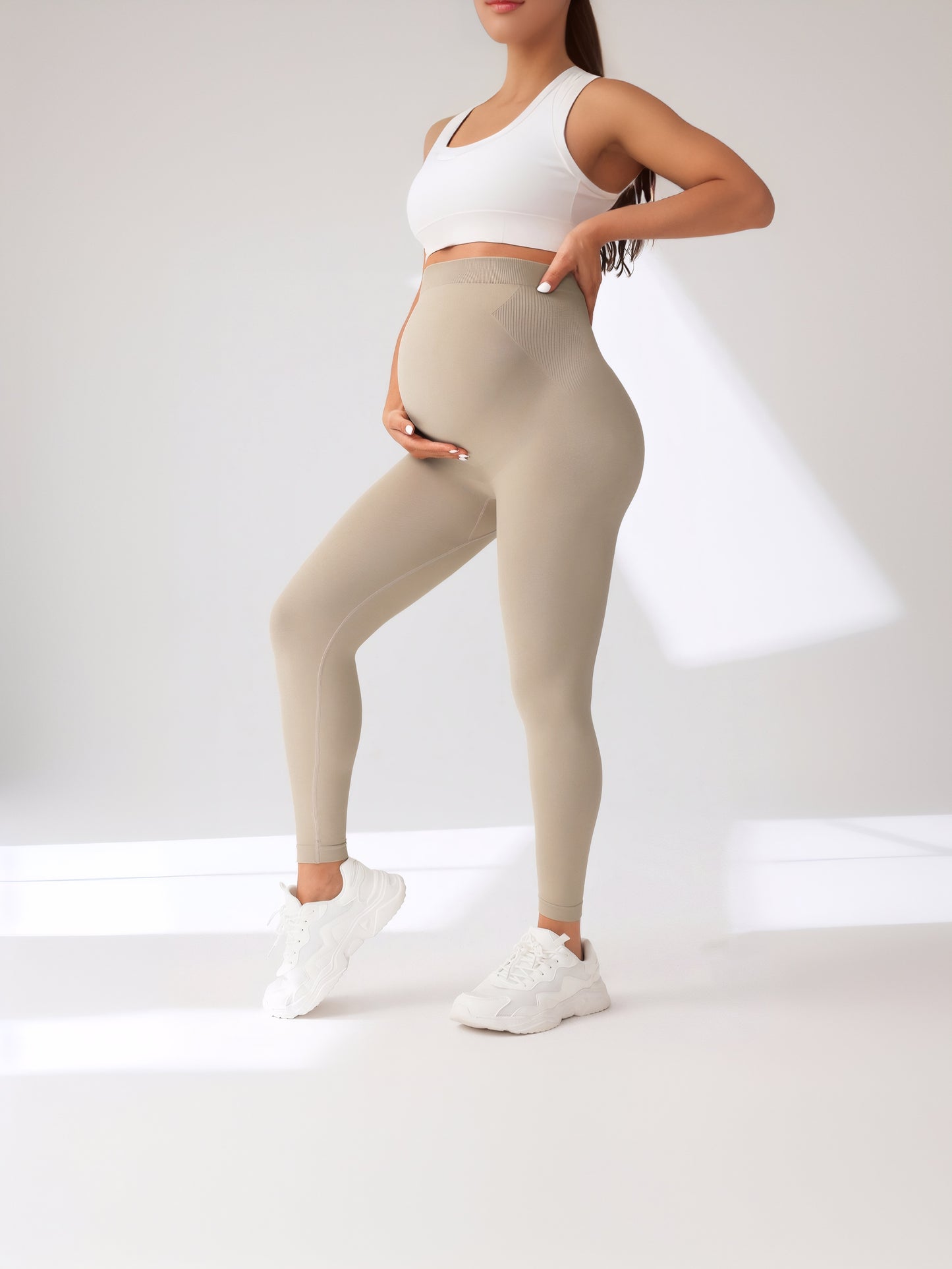 3 Pack Maternity High-Waisted Seamless Yoga Pants For Women - Tummy Support Fitness Leggings