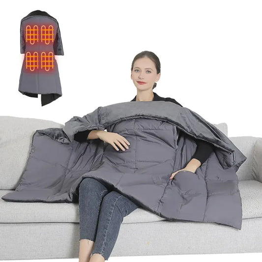 USB Heated Blanket Poncho with 3 Heat Levels for Home, Office & Relaxation