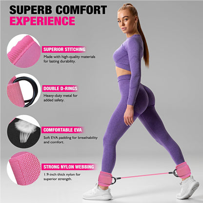Ankle Resistance Bands with Cuffs for Glutes, Legs & Booty Workout