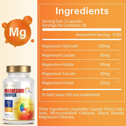 Magnesium Glycinate Malate with Vitamin D3 for Bone Health & Absorption (Vegan)