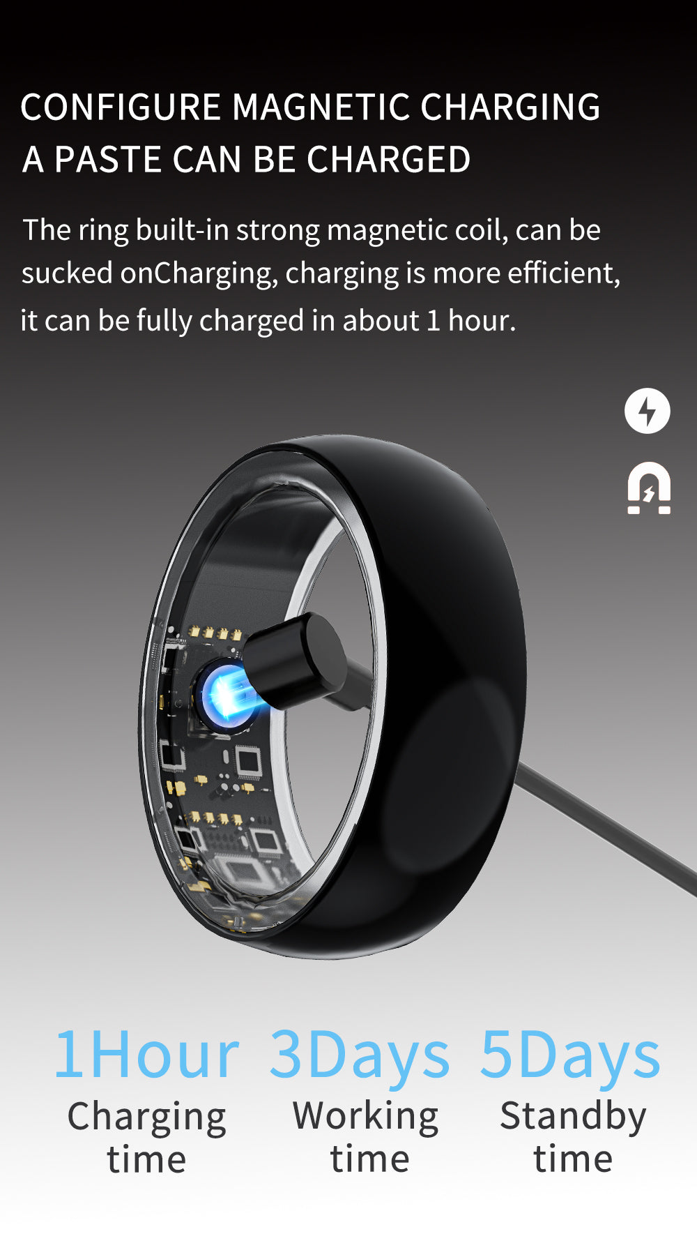 Smart Ring Health Tracker R100 Black