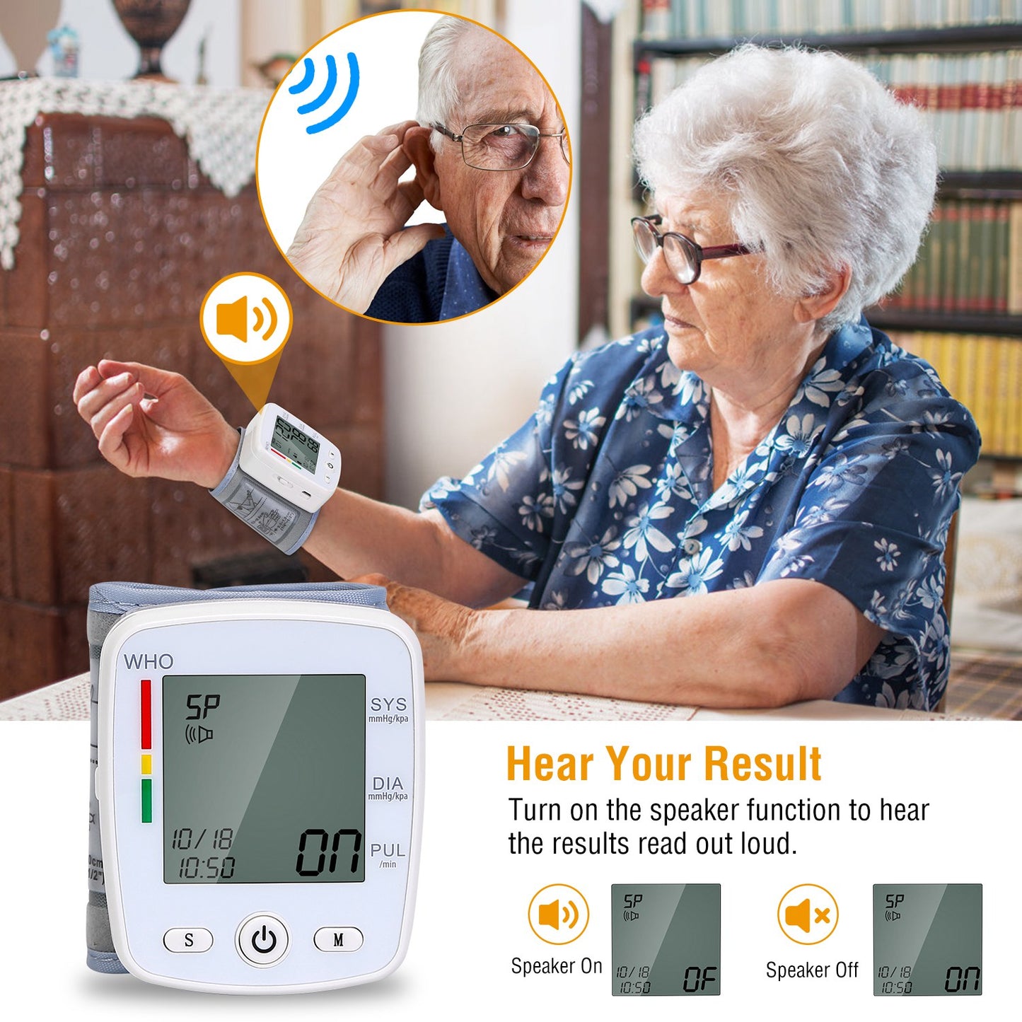 Wrist Blood Pressure Monitor with 2-in LCD, 90×2 Memory & Storage Case