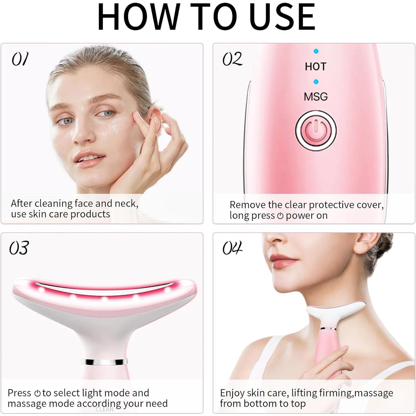 3-in-1 Face & Neck Massager with Heat & Vibration for Skin Tightening and Facial Sculpting