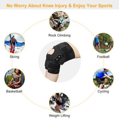 Adjustable Knee Brace with Open Patella & Removable Aluminum Hinges – Neoprene, Sizes M–XXL