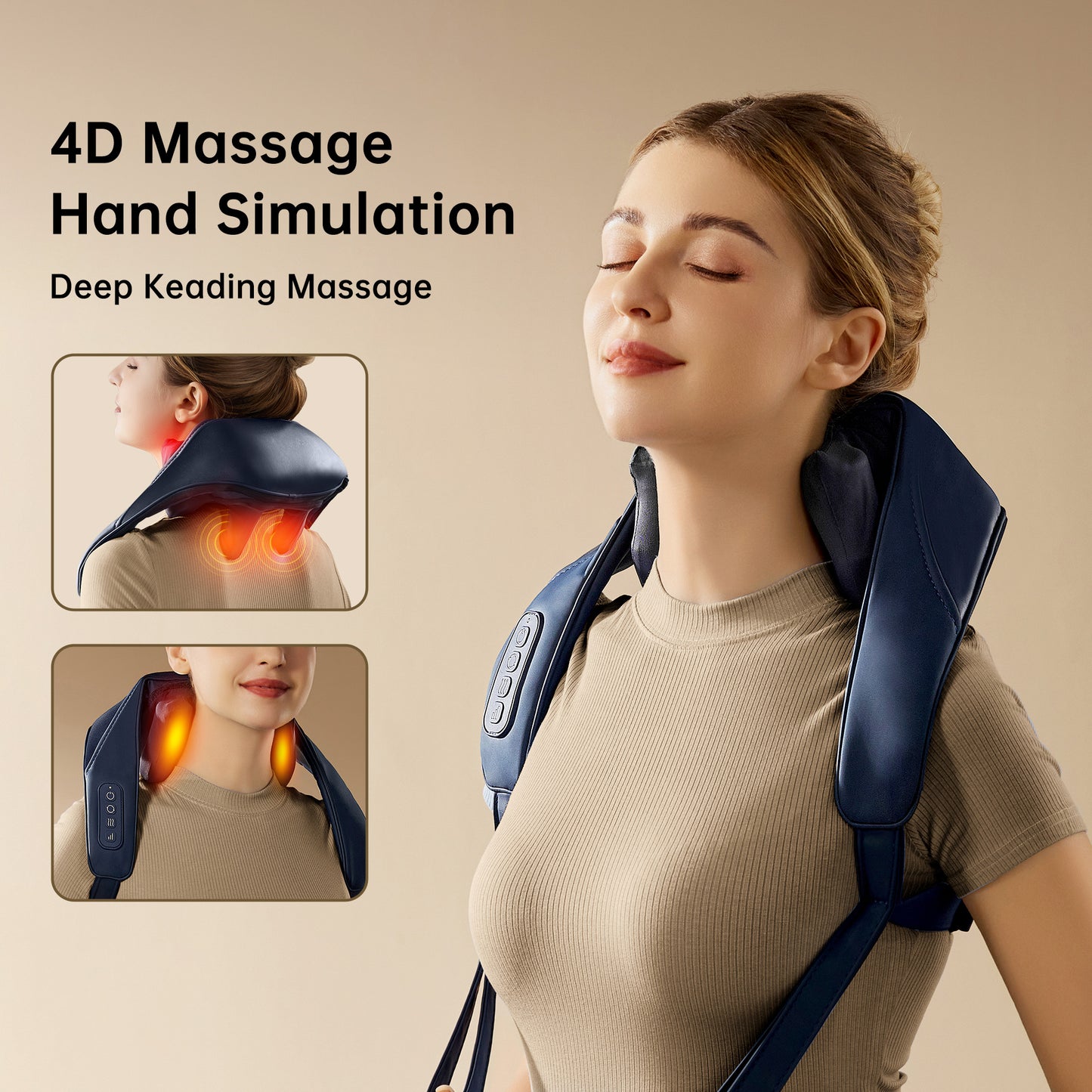 Cordless Shiatsu Neck & Back Massager with Heat | 6 Massage Heads | 2 Modes & Intensity Levels