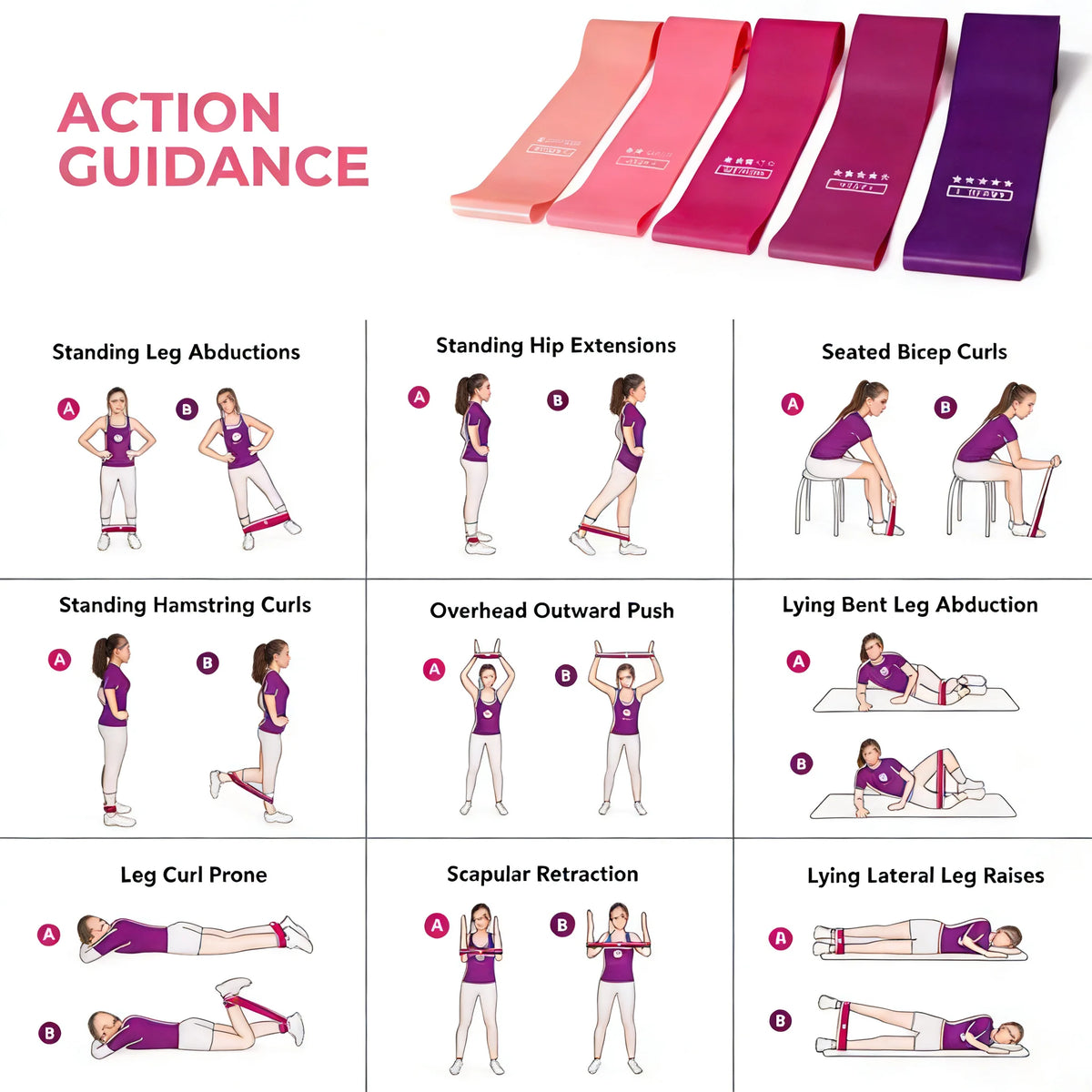 5-Level TPE Resistance Bands Set for Legs & Glutes