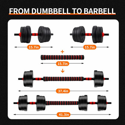 5-44 lb Adjustable Dumbbell-to-Barbell Set for Home Gym