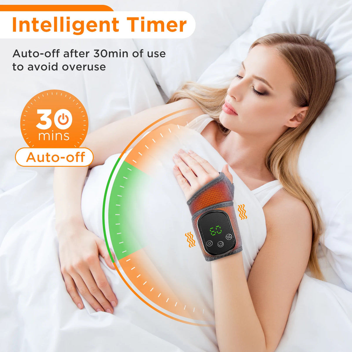 Heated Wrist Massager Wrap with Vibration & Type-C