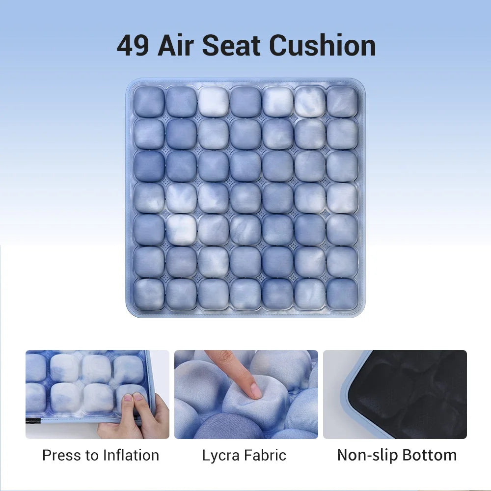49-Cell Inflatable Air Seat Cushion – Breathable Seat & Back Cushion 40x40cm