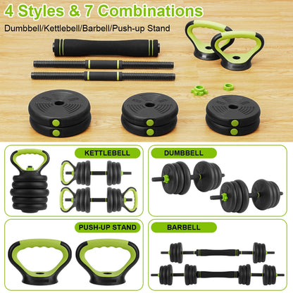 44/66/88 lb 4-in-1 Adjustable Dumbbell Set with Connector