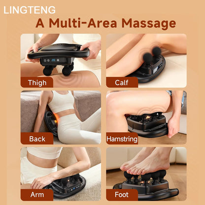 LINGTENG Massage Gun, 6 Heads, 9 Speeds & 4 Modes
