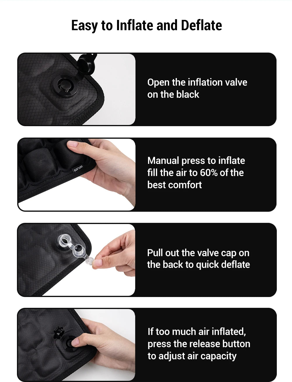 49-Cell Inflatable Air Seat Cushion – Breathable Seat & Back Cushion 40x40cm