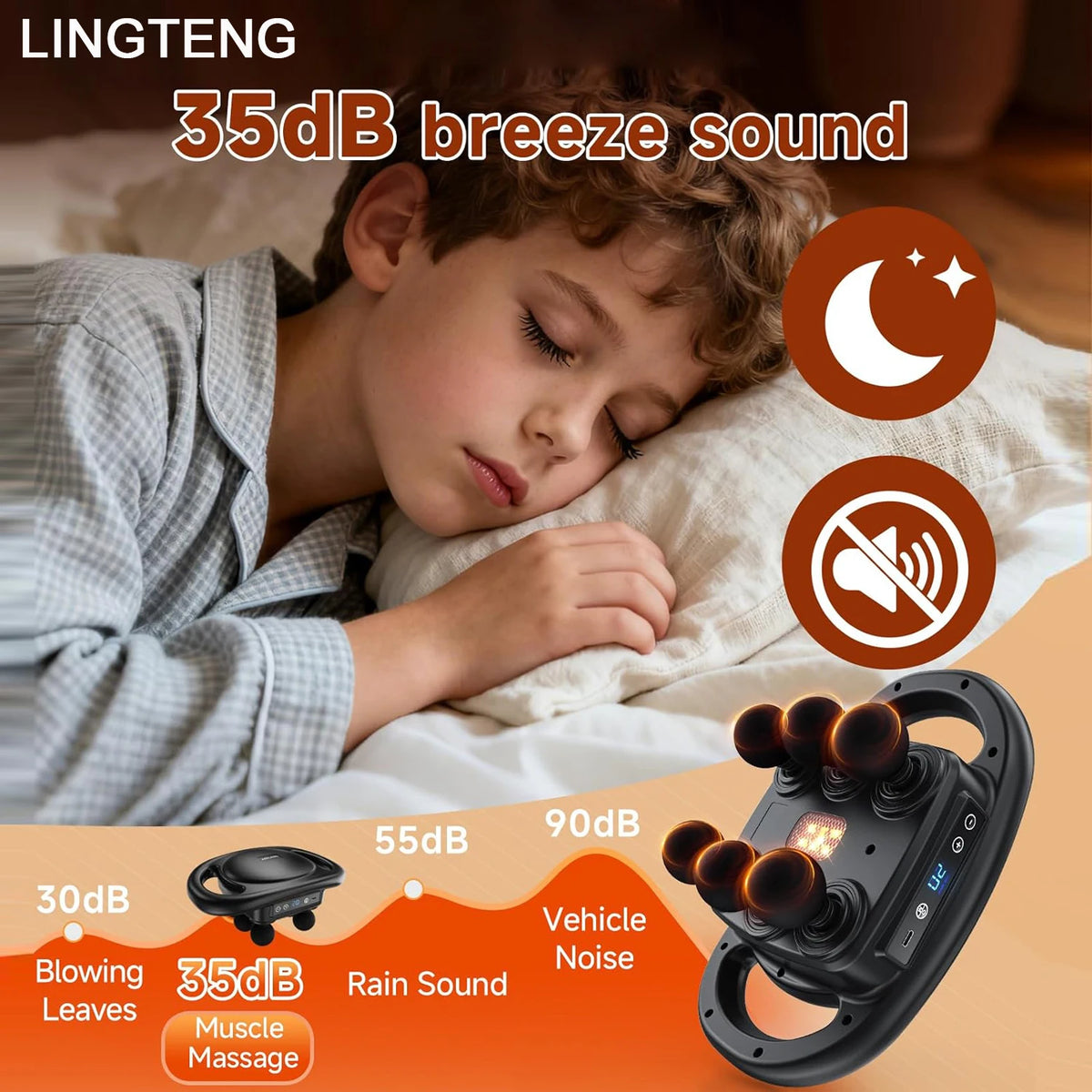 LINGTENG Massage Gun, 6 Heads, 9 Speeds & 4 Modes