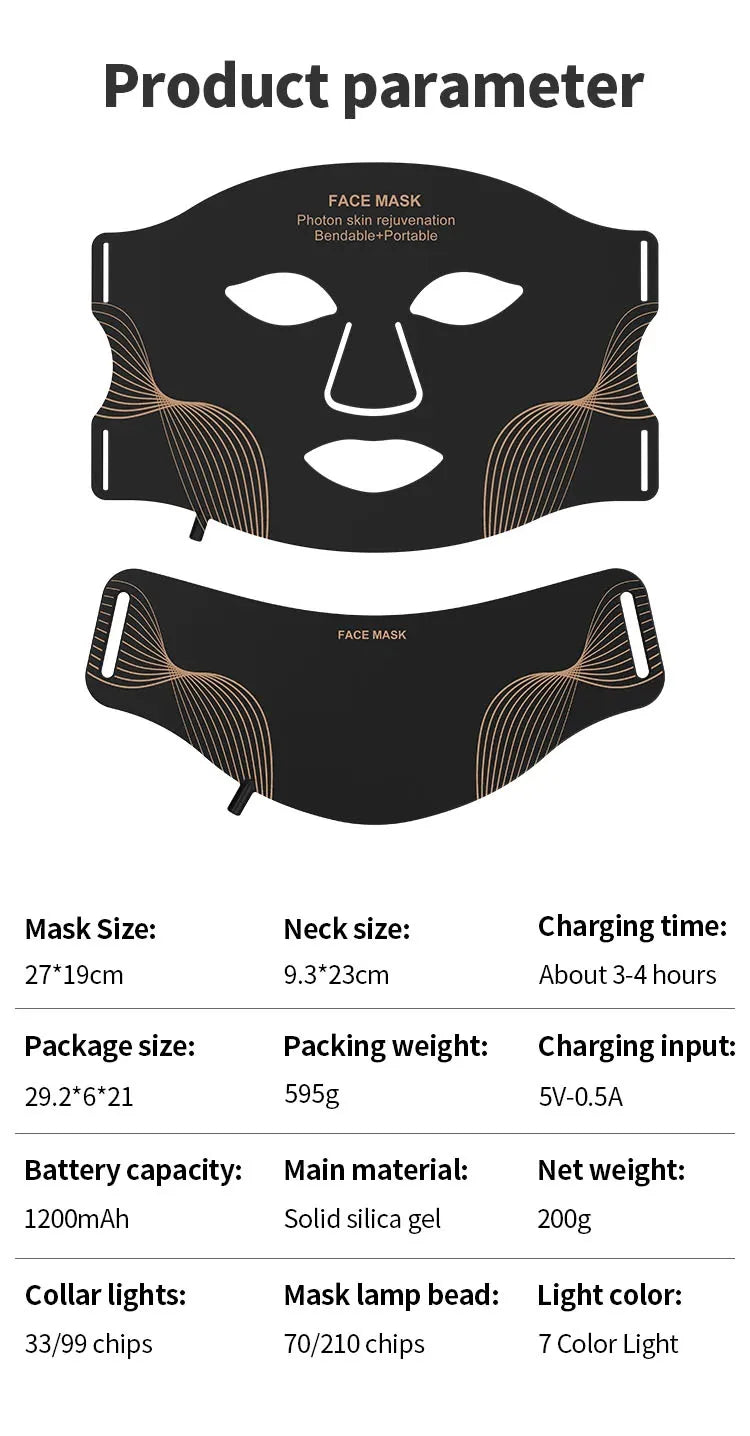 LED Face Mask, 460/660/850 nm Light Device